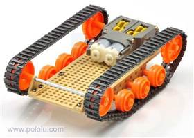 Tank-style chassis built using the Tamiya 70100 Track and Wheel Set